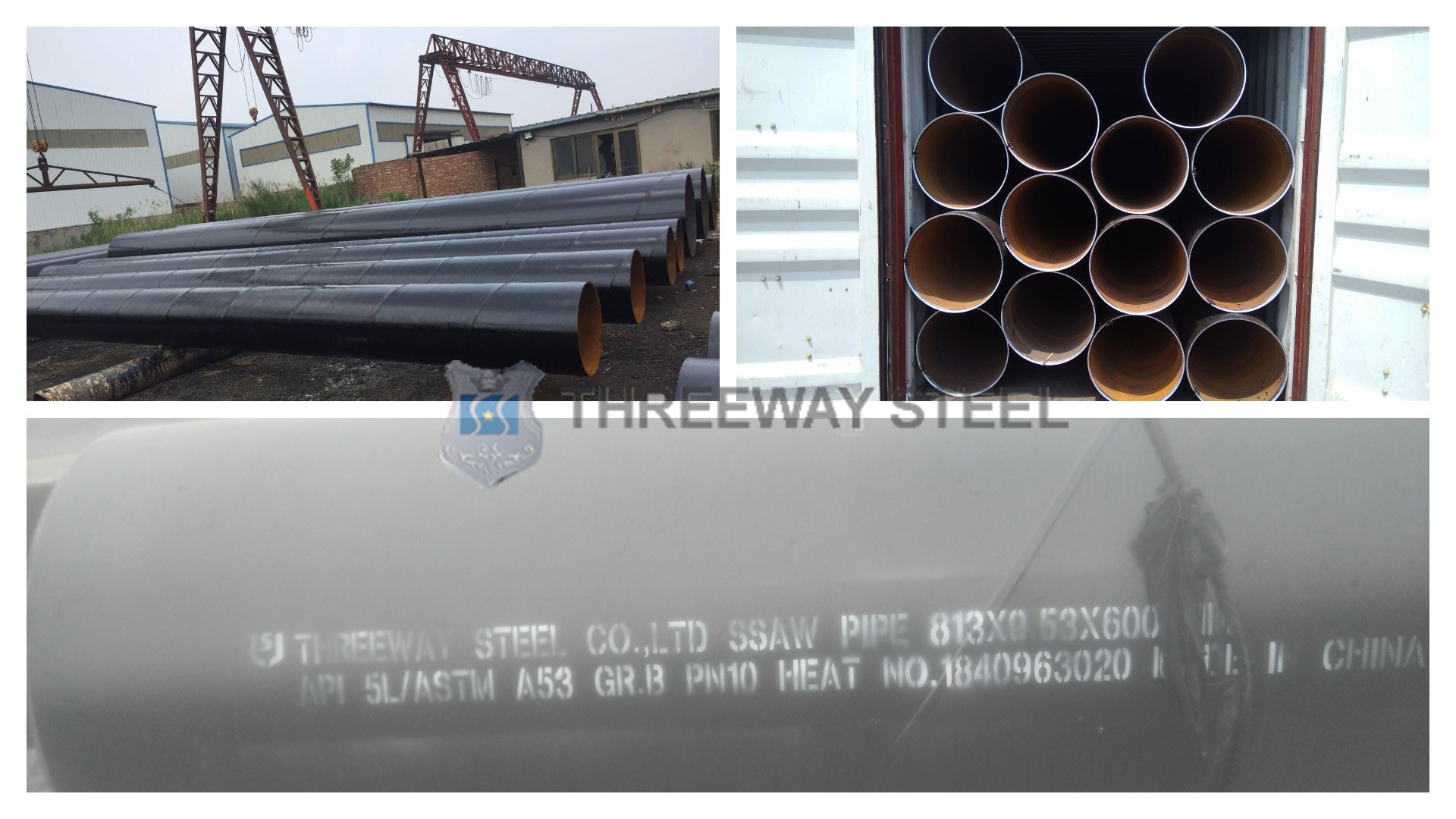 Exportação de tubos de aço SSAW